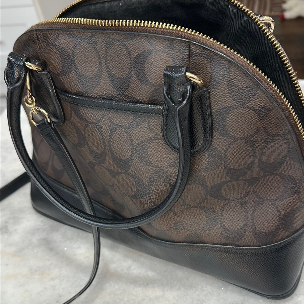 Coach Brown and Black Satchel with Timeless Charm - Picture 4 of 7